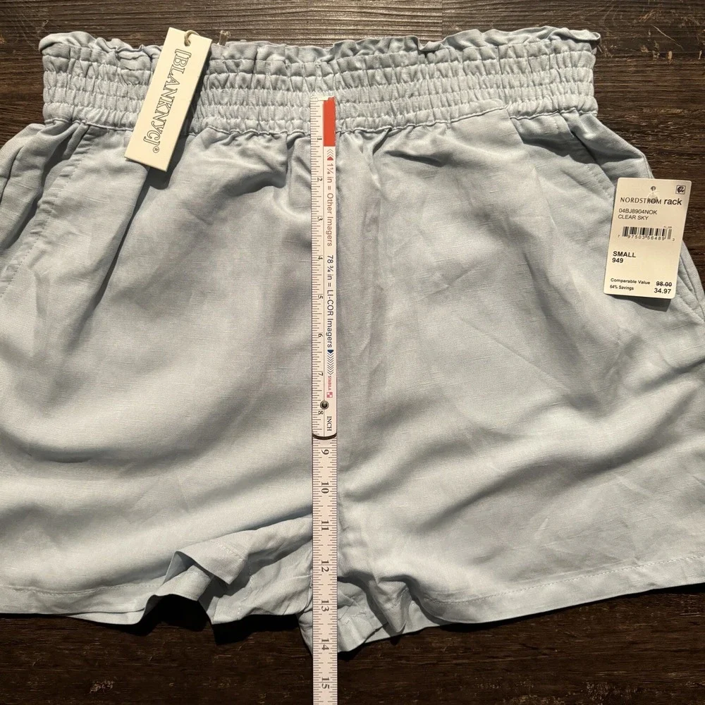 Blank NYC Linen Blend Drawstring Pull‎ On Shorts Pockets  Small Clear Sky Blue - Picture 6 of 8